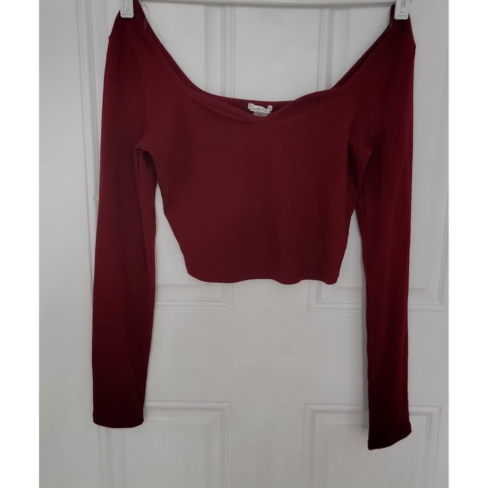 Bozzolo Women's Top Long Sleeve Blouse Color Red Wine Size‎ Large NWT